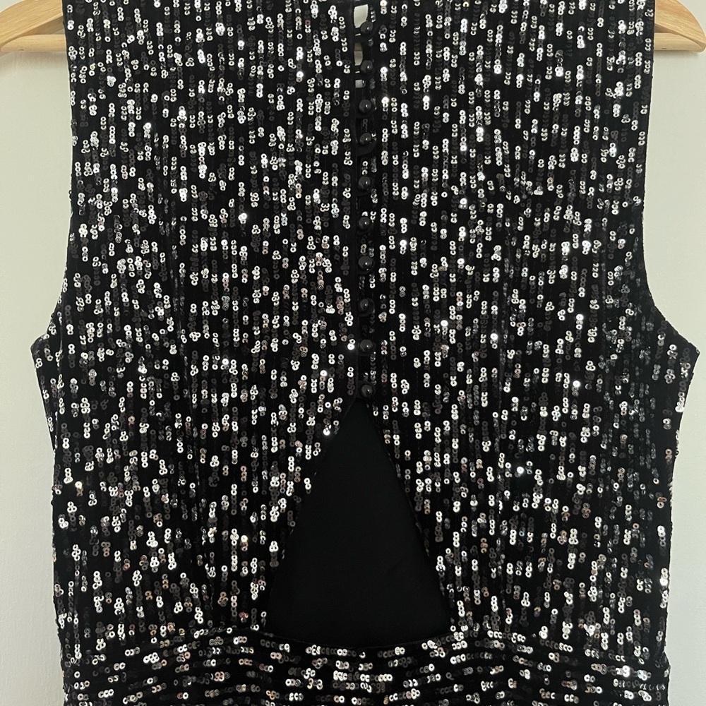 Sezane Black and Silver Sequin Jumpsuit NWT - Picture 6 of 9